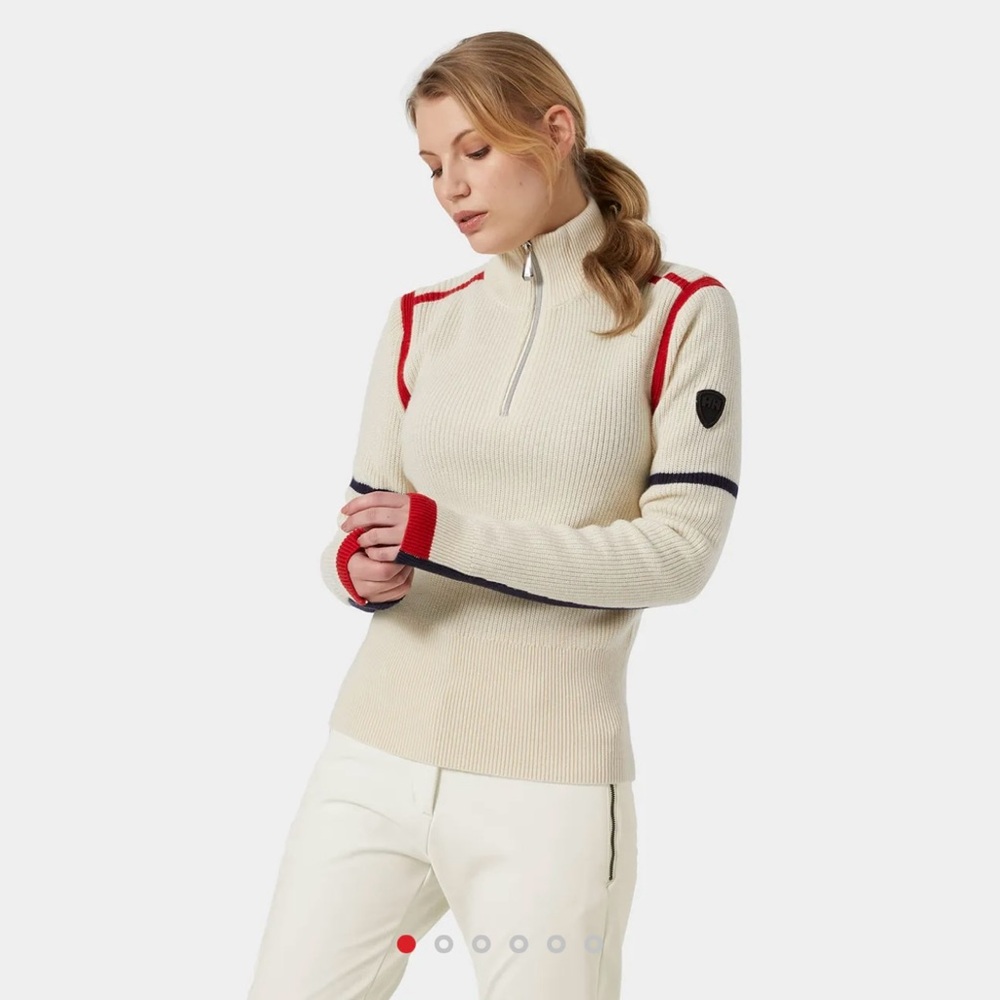 Helly Henson Women's Cream Sweater with Red Accents